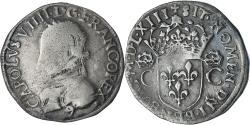 World Coins - France, Charles IX, Teston aux 2 C couronnés, 1563, Rennes, , Silver
