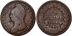 World Coins - Coin, France, Dupré, Decime, AN 8, Paris, , Bronze, KM:644.1, Le