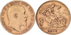 World Coins - Great Britain, Edward VII, 1/2 Sovereign, 1910, Gold, , KM:804