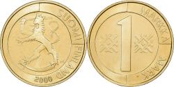 World Coins - Finland, 1 Markka, 2000, Vantaa, Proof, Bronze-Aluminium, , KM:76
