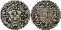 World Coins - Switzerland, 20 Rappen, 1850, Strasbourg, Billon, , KM:7