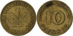 World Coins - GERMANY - FEDERAL REPUBLIC, 10 Pfennig, 1949, Munich, Brass Clad Steel