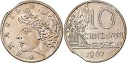 World Coins - Coin, Brazil, 10 Centavos, 1967, error clipped planchet,