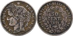 World Coins - Coin, France, Cérès, 50 Centimes, 1871, Paris, , Silver, KM:834.1
