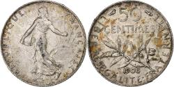 World Coins - France, 50 Centimes, Semeuse, 1908, Paris, Silver, , Gadoury:420