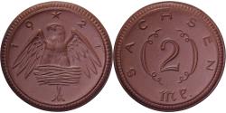 World Coins - Weimar Republic, Federal state of Saxony, 2 Mark, 1921, , Porcelain