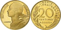 World Coins - France, 20 Centimes, Marianne, 2000, Monnaie de Paris, Proof, Aluminum-Bronze
