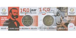 World Coins - Belgium, 2 Euro, 150 ans de la Croix Rouge, 2014, Royal Belgium Mint, Coin Card.