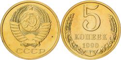 World Coins - Russia, 5 Kopeks, 1990, Saint Petersburg, Aluminum-Bronze, , KM:129a