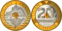 World Coins - Coin, France, Mont Saint Michel, 20 Francs, 2000, Paris, Proof / BE,