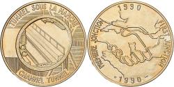 World Coins - France, Medal, Tunnel sous la Manche - First Junction, 1990, Bronze,