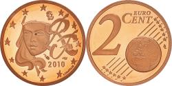 World Coins - France, 2 Euro Cent, 2010, Paris, Proof / BE, , Copper Plated Steel