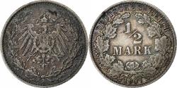 World Coins - GERMANY - EMPIRE, 1/2 Mark, 1907, Hambourg, Silver, , KM:17