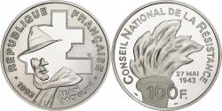World Coins - France, 100 Francs, Jean Moulin, 1993, Paris, BE, Silver,