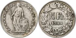 World Coins - Switzerland, 1/2 Franc, 1944, Bern, Silver, , KM:23