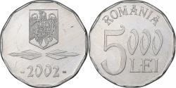 World Coins - Romania, 5000 Lei, 2002, Bucharest, Aluminum, , KM:158