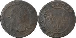 World Coins - France, Louis XIII, Double Tournois, 1638, Fleurs, , Copper, Gadoury:11