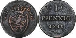 World Coins - Grand Duchy of Hessen-Darmstadt, Ludwig I, Pfennig, 1819, Darmstadt, Copper