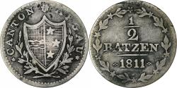 World Coins - SWISS CANTONS, AARGAU, 1/2 Batzen, 1811, Billon, , KM:8