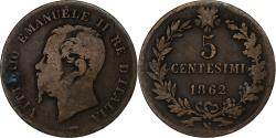World Coins - Italy, Vittorio Emanuele II, 5 Centesimi, 1862, Naples, Bronze,