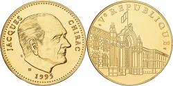 World Coins - France, Medal, Ve République, Jacques Chirac, 1995, Copper-Nickel Gilt,