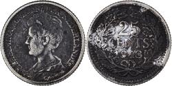 World Coins - Netherlands, Wilhelmina I, 25 Cents, 1918, Utrecht, Silver,