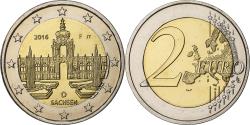 World Coins - Germany, 2 Euro, Sachsen, 2016, Stuttgart, Bi-Metallic,
