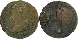 World Coins - France, Constitution, 2 Sols, 2 sols françois, 1792 / AN 4, Paris, Bronze