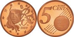 World Coins - France, 5 Euro Cent, 2009, Proof / BE, , Copper Plated Steel