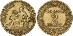World Coins - France, 2 Francs, Chambre de commerce, 1924, Paris, Aluminum-Bronze,