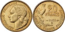 World Coins - France, 20 Francs, Guiraud, 1951, Beaumont - Le Roger, Aluminum-Bronze