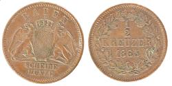 World Coins - Coin, German States, BADEN, Friedrich I, 1/2 Kreuzer, 1865, , Copper