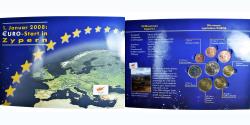 World Coins - Cyprus, 1 Cent to 2 Euro, Euro start in Cyprus, 2008, euro set,