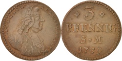 World Coins - German States, MAINZ, Johann Friedrich Karl, 3 Pfennig, Dreier, 1759, KM:304