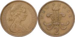 World Coins - Great Britain, Elizabeth II, 2 New Pence, 1975, Bronze, , KM:916