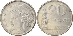 World Coins - Coin, Brazil, 20 Centavos, 1970, die adjustment strike error,