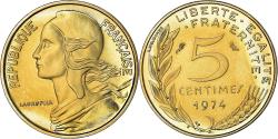 World Coins - Coin, France, Marianne, 5 Centimes, 1974, Paris, FDC,