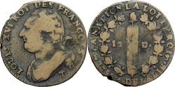 World Coins - France, Louis XVI, 12 Deniers, 1792 / AN 4, Saumur, Copper,