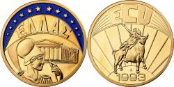 World Coins - Greece, Medal, Ecu Europa, 1993, Copper Gilt,
