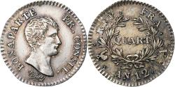 World Coins - France, Bonaparte Premier Consul, Quart, An 12, Paris, Silver,