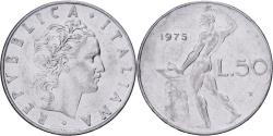 World Coins - Italy, 50 Lire, 1975, Rome, Stainless Steel, , KM:95.1