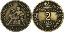 World Coins - France, 2 Francs, Chambre de commerce, 1923, Paris, Aluminum-Bronze,