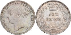 World Coins - Great Britain, Victoria, 6 Pence, 1880, London, Silver,