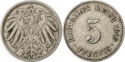 World Coins - GERMANY - EMPIRE, Wilhelm II, 5 Pfennig, 1909, Berlin, Copper-nickel,