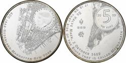 World Coins - Netherlands, Beatrix, 5 Euro, Manhattan, 2009, Utrecht, Silver Plated Copper