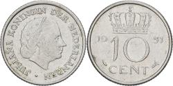 World Coins - Netherlands, Juliana, 10 Cents, 1951, Nickel, , KM:182