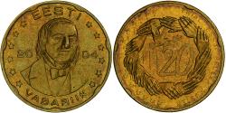 World Coins - Estonia, 20 Euro Cent, Fantasy euro patterns, Essai-Trial, Proof, 2004, Brass