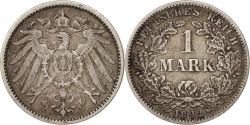 World Coins - GERMANY - EMPIRE, Wilhelm II, Mark, 1892, Stuttgart, , Silver, KM:14