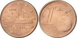 World Coins - Greece, Euro Cent, 2002, Athens, Copper Plated Steel,
