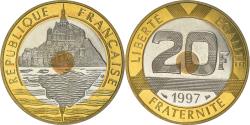 World Coins - Coin, France, Mont Saint Michel, 20 Francs, 1997, Paris, Proof,